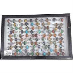 Кольца овальные (KL-2315) с камнями 100 шт/упаковка - фото 224907