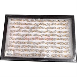 Кольцо металлическое (KL-2322) с 2 фианитами цвет золото 100 шт/упаковка - фото 224934