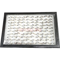 Кольцо металлическое (KL-2305) с 2 фианитами цвет золото 100 шт/упаковка - фото 224946