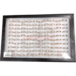 Кольцо металлическое (KL-2319) с фианитами цвет золото 100 шт/упаковка - фото 224948