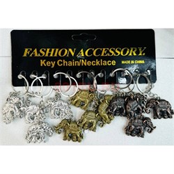 Брелок металлический (KY-960) слоники текстурные 4 цвета 12 шт/упаковка - фото 224956