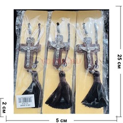 Подвеска Крест (2648K) на присоске коричневый 12 шт/упаковка - фото 224965