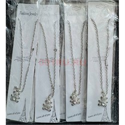 Подвеска металлическая (BS-B158) мишка сердце прозрачное 12 шт/упаковка - фото 224971