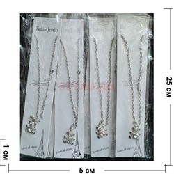 Подвеска металлическая (BS-B158) мишка сердце прозрачное 12 шт/упаковка - фото 224972