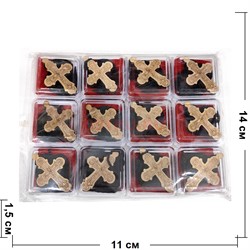 Подвеска на шею (B-96) с деревянным крестом 12 шт/упаковка - фото 225025