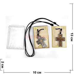 Подвеска на шею (B-88) с деревянным крестом 6 шт/упаковка - фото 225028