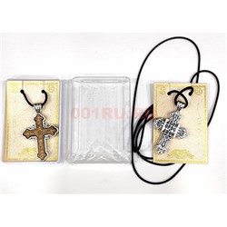 Подвеска на шею (B-89) с деревянным крестом 6 шт/упаковка - фото 225030