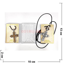 Подвеска на шею (B-89) с деревянным крестом 6 шт/упаковка - фото 225032