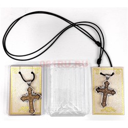 Подвеска на шею (B-89) с деревянным крестом 6 шт/упаковка - фото 225033