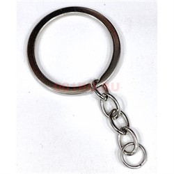 Кольцо для брелка 30 мм (B-169) с цепочкой цвет металл 1000 шт/упаковка - фото 225034