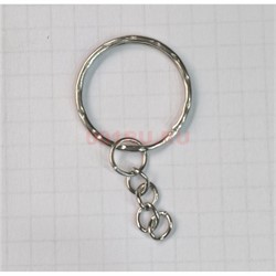 Кольцо для брелка 25 мм (B-171) с цепочкой цвет металл 1000 шт/упаковка - фото 225043