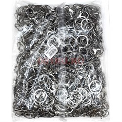 Кольцо для брелка 30 мм (KY-2771) с цепочкой и карабином цвет металл 500 шт/упаковка - фото 225053