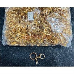 Кольцо для брелка 30 мм (KY-2770) с цепочкой и карабином цвет золото 500 шт/упаковка - фото 225055