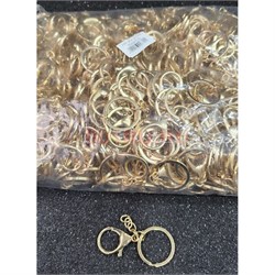 Кольцо для брелка 30 мм (KY-2770) с цепочкой и карабином цвет золото 500 шт/упаковка - фото 225058