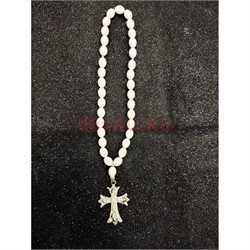 Подвеска (четки) православная Крест белые бусины 12 шт/упаковка (B-90) - фото 225129