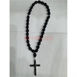 Подвеска (четки) православная Крест черные бусины 12 шт/упаковка (B-91) - фото 225133