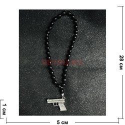 Подвеска (четки) Пистолет черные бусины 12 шт/упаковка (B-103) - фото 225163