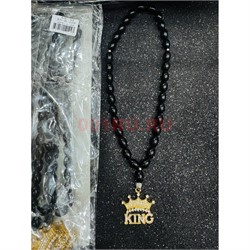 Подвеска (четки) Корона King черные бусины 12 шт/упаковка (B-104) - фото 225164
