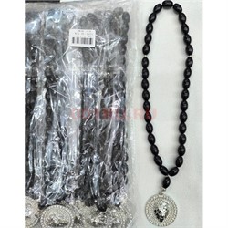 Подвеска (четки) медальон Лев черные бусины 12 шт/упаковка (B-105) - фото 225166