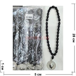 Подвеска (четки) медальон Лев черные бусины 12 шт/упаковка (B-105) - фото 225167