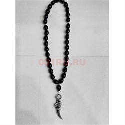 Подвеска (четки) Клык черные бусины 12 шт/упаковка (B-106) - фото 225168