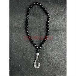 Подвеска (четки) Клык или Крючок черные бусины 12 шт/упаковка (B-107) - фото 225170