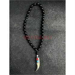 Подвеска (четки) Клык черные бусины 12 шт/упаковка (B-108) - фото 225172