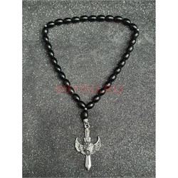 Подвеска (четки) Меч черные бусины 12 шт/упаковка (B-109) - фото 225174