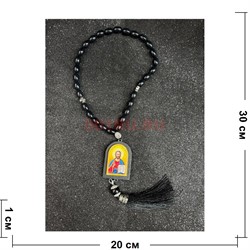 Четки подвеска православные (B-38) с деревянной иконкой Иисус 12 шт/упаковка - фото 225196