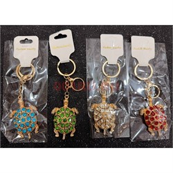 Брелок со стразами (B-51) черепашка с карабином 12 шт/упаковка - фото 225224