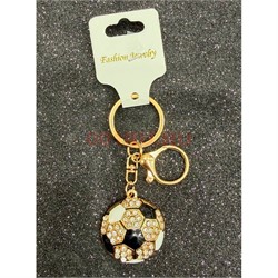 Брелок со стразами (B-54) футбольный мяч с карабином 12 шт/упаковка - фото 225230