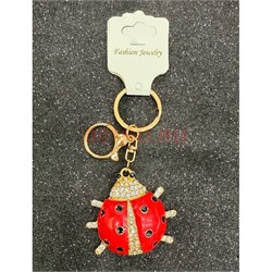 Брелок со стразами (B-55) божья коровка с карабином 12 шт/упаковка - фото 225232