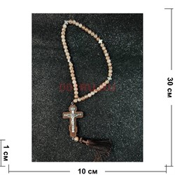 Четки подвеска православные (B-64) с деревянным крестом 12 шт/упаковка - фото 225251