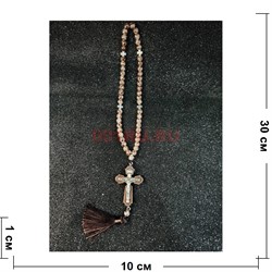 Четки подвеска православные (B-66) с деревянным крестом 12 шт/упаковка - фото 225256