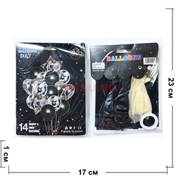 Фольгированные шары черный цвет набор из 14 штук - фото 225399