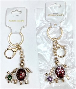 Брелок со стразами «черепашки» с карабином 12 шт/упаковка (B-12) - фото 225416