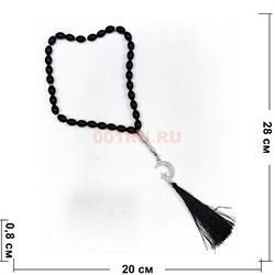 Четки мусульманские черные 33 стеклянные бусины Полумесяц и Звезда 12 шт/упаковка (CK-B174) - фото 225443