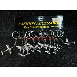 Брелок металлический (KY-897) Самолет цвет металл 12 шт/упаковка - фото 225444