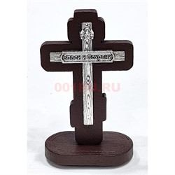 Крестик деревяный (B-12) с металлической фигуркой на липучке 12 шт/упаковка (вариант 1) - фото 225467