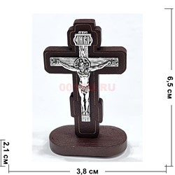 Крестик деревяный (B-12) с металлической фигуркой на липучке 12 шт/упаковка (вариант 1) - фото 225468