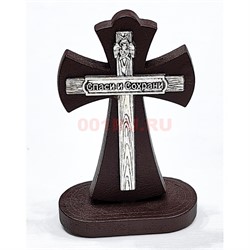 Крестик деревяный (B-12) с металлической фигуркой на липучке 12 шт/упаковка (вариант 3) - фото 225473