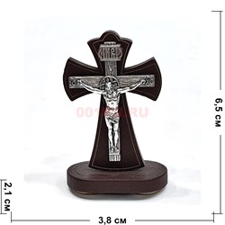 Крестик деревяный (B-12) с металлической фигуркой на липучке 12 шт/упаковка (вариант 3) - фото 225474