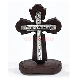 Крестик деревяный (B-12) с металлической фигуркой на липучке 12 шт/упаковка (вариант 4) - фото 225476