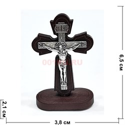 Крестик деревяный (B-12) с металлической фигуркой на липучке 12 шт/упаковка (вариант 4) - фото 225477