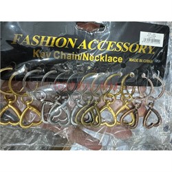 Брелок с карабином (KY-1009) в виде сердца 3 цвета 12 шт/упаковка - фото 225545