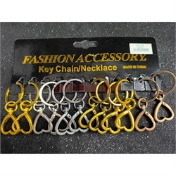 Брелок с карабином (KY-1009) в виде сердца 3 цвета 12 шт/упаковка - фото 225546