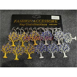 Брелок металлический (KY-1015) дерево со стразами 12 шт/упаковка - фото 225562