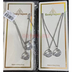 Подвеска парная металлическая с цепочкой (B-176) черепаха и пальмы 12 шт/упаковка - фото 225576