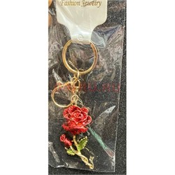 Брелок со стразами (B-179) роза с карабином 12 шт/упаковка - фото 225595