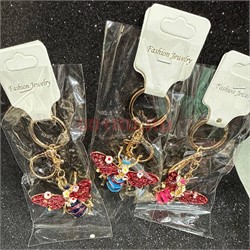 Брелок со стразами (B-144) жук мотылек с карабином 12 шт/упаковка - фото 225605